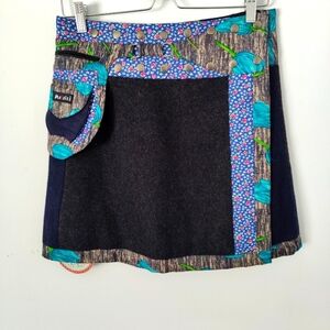 Moshiki Reversible Adjustable Wrap Mini Skirt